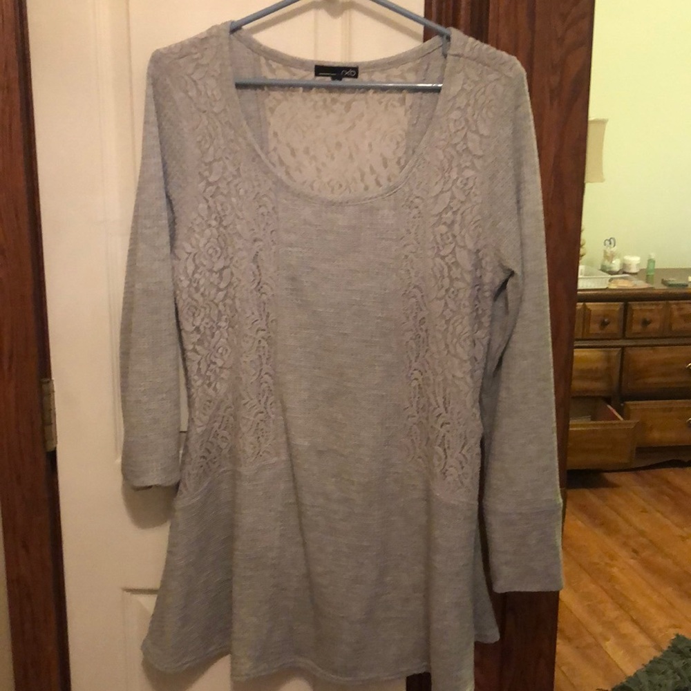 Sweater with lace panels front and back